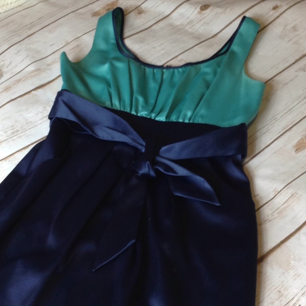 Vintage Silk BabyDoll Dress Womens Size 6 Blue/Teal Prom Dress Formal Dress